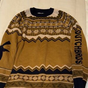 Dutch Bros Tan and Black Crewneck Sweater